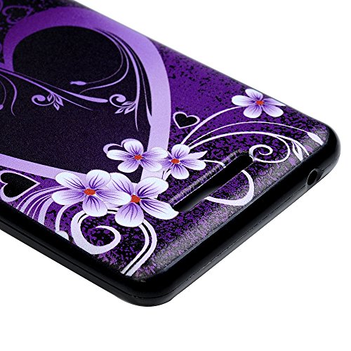 Funda bq Aquaris U U Lite Silicona Gel TPU Ultra Delgado - Mavis s Diary Cover Shock-Absorci  n y Anti-Ara  azos Carcasa Case Bumper Parachoques Choque Absorci  n - Flor de color p  rpura y amor