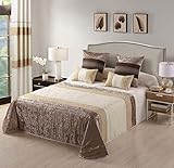 colchas bouti cama 150 Articulo de alta calidad Bremen Colcha Bouti Edredón Jacquard Invierno, Algodón-Poliéster, Marrón, Beige(Cama 150 cm (250 x 270)