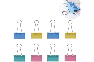 ZMREN Pinces Double Clip, 48 pièces Métal Pinces Papier Pince à dessin Binder Clips Reliure Coloré Clip, Dovetail Pinces double clip pour notes Papier à lettre Clip Fournitures de bureau, (25mm)