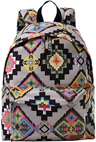 Fashion Floral Backpack Canvas Rucksack Casual School Backpack for girls and Women-Black