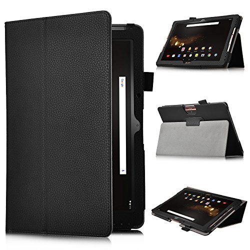 Acer Iconia Tab 10 A3-A40 hülle ,IVSO® Ultra Schlank Superleicht Ständer Slim Leder zubehör Schutzhülle für Acer Iconia Tab 10 A3-A40 Tablet PC Tablet-PC perfekt geeignet, Schwarz
