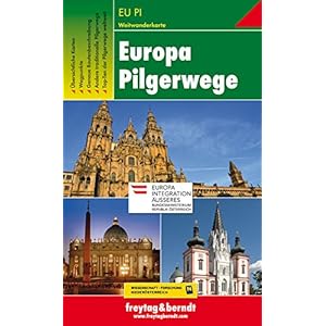 Rutas peregrinas en Europa, mapa excursionista. Escala 1:2.000.000. Freytag & Berndt. (WANDERKARTEN)