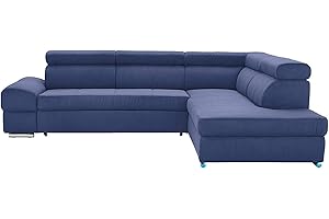Cavadore Ecksofa Brady mit Ottomane rechts / Polsterecke im modernen Design / inkl. Kopfteilverstellung / 270 x 79-93 x 215 / Mikrofaser Blau