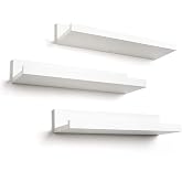 Americanflat 35,6 cm asılı raf seti, 3'l&uuml; beyaz, kompozit ahşap, duvara monte edilmiş saklama rafları, yatak odası, oturma od