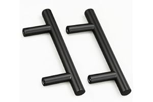Drenky Möbelgriffe Schwarz 2 Stück Rostfreier Stahl Türknäufe, Schrankgriffe mit Schraube Griffe für Schublade, Schrank, Möbel, Küche, Heimdekoration, Lochabstand 64 mm