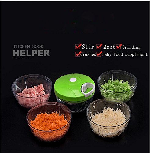 Anding Mini Manuelle Küchenmaschine Pull Hand Gemüse Chopper / Fleischwolf / Blender Chop Obst, Gemüse, Nüsse, Kräuter, Pesto, Coleslaw, Püree etc - 3