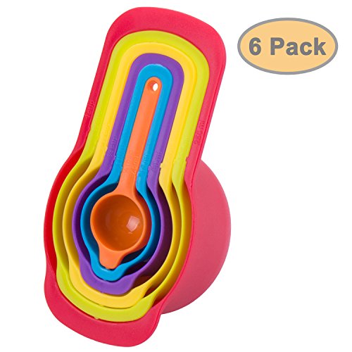 ZeWoo Messlöffel Messbecher Set, Kunststoff Löffel, 6 Stück (Farbe + Größe) - 2