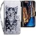 Produktbild CLM-Tech Hülle kompatibel mit Samsung Galaxy A50 - Tasche aus Kunstleder - Klapphülle mit Ständer und Kartenfächern, Katze schwarz weiß