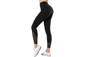 Yvette Leggings de Sport Femme Mesh Opaque Taille Haute Pantalon de Yoga Doux Respirant Grande Taille Pilates Fitness Voyage Gym
