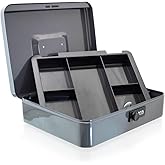 Geldkassette Abschließbar 25 Cm - Mit Münz Zählbrett Für Kasse & Wechselgeld Schwarz