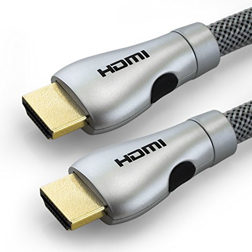 HDMI Kabel 5M - Silver edition - HDMI 2.0 a/b kompatibel - HDR / Ultra HD 4K (2160p) / Full HD 1080p - Hohe leistung mit 3D, Ethernet und Audio Return Channel (ARC) - Mehrfach Schirmung - Nylon umflochten
