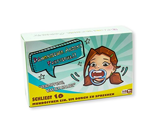 Frola Dämonischer Akzent Partyspiel (Deutsche Ausgabe) – 10 BPA-Free Mundstücke, 400 Witzige Phrase und 54 Blank Cards – Urkomisch Klartext Partyspiel (Familienausgabe) - 3