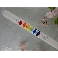 Kommunionkerze Fische bunt silber Taufkerzen Kommunionkerzen Junge Mädchen 400/40 mm inklusive Beschriftung