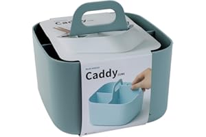 BLUE GINKGO Stackable Organizer Caddy – Korean-Made Portable Tote for Bathroom, Office, Crafts, or School Supplies (Square, Green)