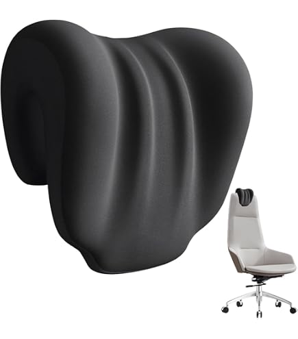 Coussin De Nuque Ergonomique Pour Chaise De Bureau – Mousse Mémoire, Housse Lavable – Soutien Tête Et Cou – Gris Foncé – 27x18x26 Cm