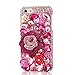 Produktbild Spritech (TM) 3D handgemachte Mode Frauen Ipod Touch 6 Fall Luxuxdiamantentwurfs-Bling Big Pink Rose Crytal Blumendekor freie harte Caver iPod Touch 6