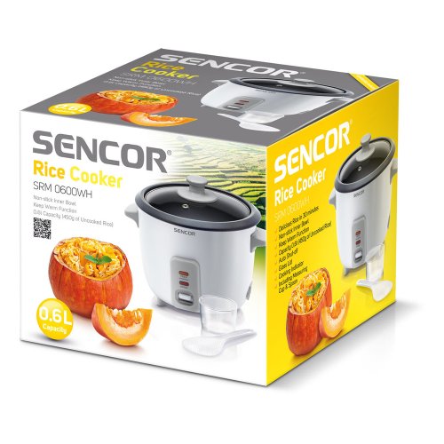 Sencor SRM 0600WH Reiskocher (Volumen 0,6 l – zum Kochen von 450 g Reis / Aufnahmeleistung 300 W / Dreifachsicherheitssystem / Weiß) - 2