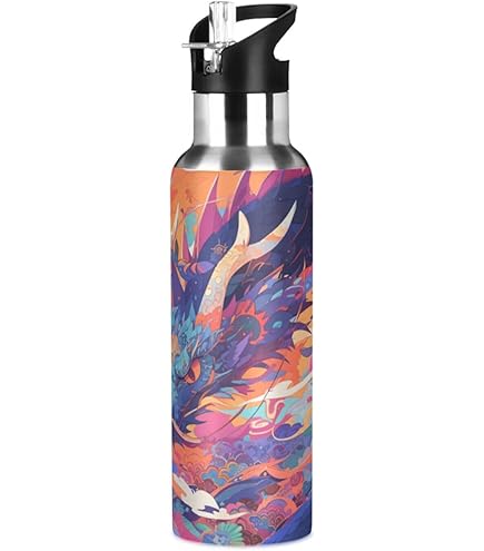 Art Abstrait Koala Ours Bouteille D'eau Isotherme Avec Paille