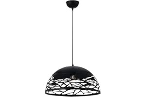 VR VETRINEINRETE Vetrineinrete® Lampadario a sospensione da soffitto con paralume in metallo traforato design contemporaneo moderno lampada da soffitto (Nero)