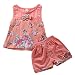 New Baby Girls Cotton Flower Lace Bow Sleeveless Top+Short Pants Clothing Set
