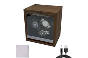 Blendra Grey Automatic Watch Winder with LED Light 4 Rotation Modes Automatic Rotator Flexible Soft Watch Pillow Quiet Motor AC Adapter(3 Slots)
