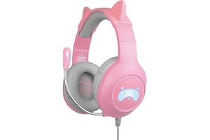 FRTEC - Auriculares Gaming Headset TANOOKI Rosa con Orejas de Gato Desmontable Cable y Luz LED RGB para PS5, PS4, Xbox Series, X|S, Xbox One, Nintendo Switch, PC, Mac