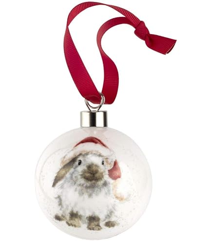 Boule De Noël En Céramique Wrendale Designs - Lapin Dans Un Pudding, Décoration Festive Et Mignonne