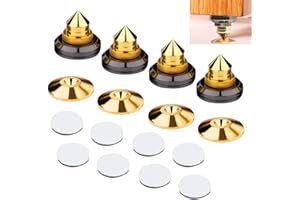 ZACUDA 4 Set Speaker Spikes, Speaker Stands CD Audio Subwoofer Amplifier Turntable Isolation Feet Cone Isolator Shockproof Traceless Subwoofer Base Pad Mats with Double-sided Adhesive for DAC Recorder