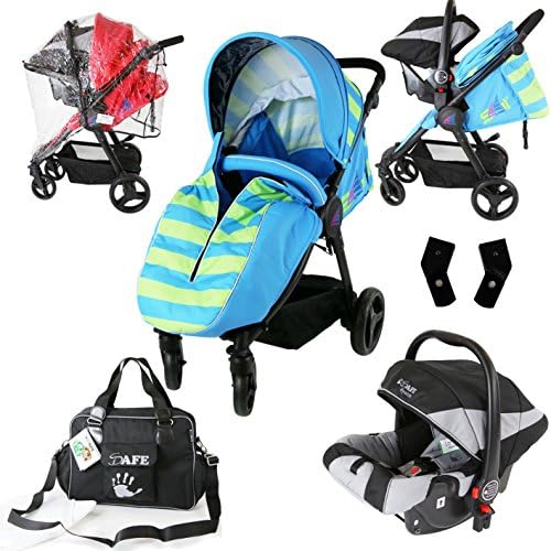 iSafe Sail Stroller - Ocean / Lime Travel System Includes Carseat, Bag, Bumper Bar Rain cover Bootcover