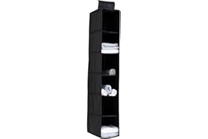 YINGGG Hängender Schrank Organizer Faltbares Hängendes Regal Hängeaufbewahrung Kleiderschrank mit 6 Fächern für Textilien hängender Stoffschrank für Pullover Kleidung, Schwarz, 20 cm