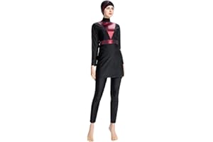 Lazzboy Frauen Muslimischen Badeanzug Mit Kappe Volltonfarbe Beachwear Bademode Muslim Islamischen Für Hijab Badebekleidung Full Deckung Schwimmen