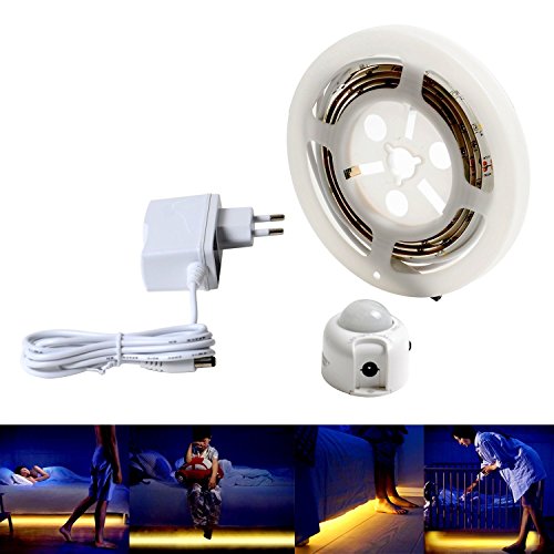 Bewegung aktiviert Bett Licht, GOCHANGE Flexible LED Streifenlicht, Auto Ein/Aus Bewegungsmelder Nachttischlampe, Bewegung aktivierte LED-Lichtleiste(Ein Sensor Kit) - 3