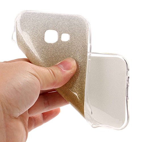 für Samsung Galaxy A5 2017 Hülle,SKYXD Glitzer Gold Farbverlauf Gummi Brillianter Leichtes Glatt Weiche Dünn Silikon Gel Schutzhülle mit [ Koala Handyanhänger + Eingabestifte ] Rutschfest Stoßfest Handy Tasche Etui für Samsung Galaxy A5 2017 Modell A520 Soft Case Gradient Shine Bling Cover With Stylus Dust Plug - 5