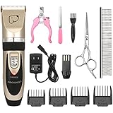 Tierhaarschneider Kit, Focuspet Wiederaufladbare Schnurlos Hund Schermaschine Kit Leise Elektrische Haare Trimmen Fellpflege Kit Für Kleine bis Große Hunde Katzen Andere Tiere (Gold & Schwarz)