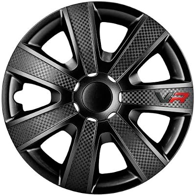 Autostyle PP 5153B Jeu d'enjoliveurs VR 13-inch noir/look-carboné/logo