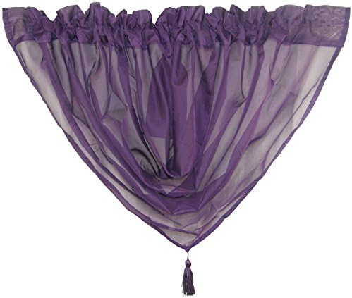 Purple Voile Tasselled Swag SWAGS Curtain Drape 22X18" 56X45CM