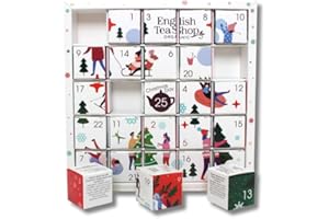 English Tea Shop Organic White Ornaments Advent Calendar Puzzle - 25 Loose Leaf Tea Pyramid Bags - 13 Different Flavours., 50 g