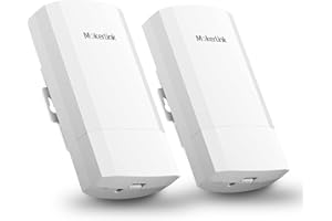 MokerLink WiFi Bridge, CPE Inalámbrico Exteriores para Transmisión PtP y PtMP, 5,8GHz 900Mbps 2-3KM de Distancia, con Adaptador PoE, 2 Puertos Ethernet, Paquete de 2