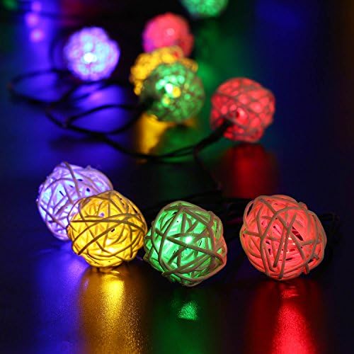 lederTEK Solar String Lights, 20ft 30 LED Multi Color Rattan Globe String Lights Decorative Lighting for Outdoor, Home, Garden, Camping, Party and Holiday