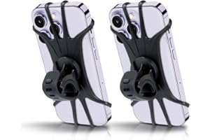 Clamber Soporte Movil (2 Unidades) Bicicleta, Moto, Patinete. Rotación 360°, Silicona. Anti Vibración Compatible con telefono de 4.5" a 6.5", iPhone 14/13/12/11 Pro/XS MAX/X/XR y Otro 4.7-6.8" Móvil