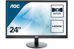 AOC M2470SWH - 24 Inch FHD Monitor, 60Hz,5ms, MVA, Speakers ( 1920 x 1080@ 60Hz, 250cd/m², HDMI 1.4 x 2/ VGA), Black