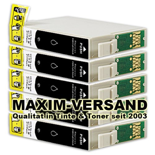 NEUSTE CHIPS funktionieren 100%ig in allen Druckern: 5x Tintenpatronen Set kompatibel zu Epson T1631 XL Black (16 XL) mit Chip kein Original kompatibel zu Epson Workforce WF-2010W WF-2500 Series WF-2510WF WF-2520NF WF-2530WF WF-2540WF WF-2630WF WF-2650WF WF-2660DWF WF-2700 Series WF-2750 WF-2760