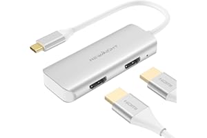 USB C to Dual HDMI Adapter, Newmight Dual Monitor Adapter Supports 4K@60Hz and Dual 4K@30Hz, Dual Monitor HDMI Splitter for MacBook, iPad, HP, Dell, iPhone 15/16 Series