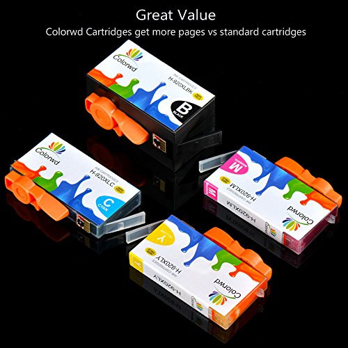 Colorwd Ersatz HP 920XL Hohe Ergiebigkeit Druckerpatronen kompatible HP Officejet 6000 6500 6500A 7000 7500A Drucker (Schwarz/Cyan/Magenta/Gelb) - 4