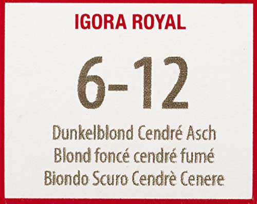 Schwarzkopf Igora Royal Premium-Haarfarbe 6-12 dunkelblond cendré asch, 1er Pack (1 x 60 g) - 6