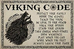 Bioprocess Wolf Viking Code Protect Your Family Honor The Elders Teach The Young Ideas Gifts Home Living Wall Decor Wall Art Decor Metal Sign Poster 8x12 inches