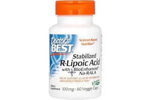 DOCTORSBEST Doctor's Best - Stabilised R-Lipoic Acid (BioEnhanced Na-RALA) | Support for Energy Balance and Cellular Health - 60 Capsules