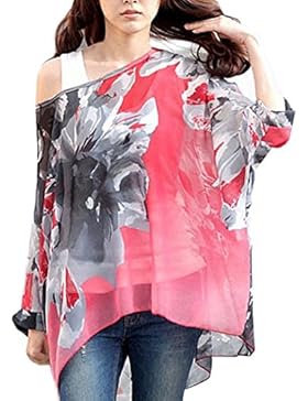 Nicetage Damen Bohemian Hippie Chiffon Batwing Bluse Shirt Top