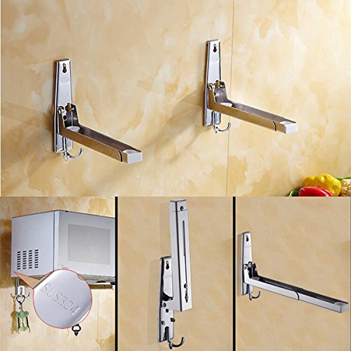 Faltbare Mikrowellenhalterung Mikrowellenhalter für Mikrowelle Backofen, Grill, Ofen,SOONHUA Mikrowellen-Ofen Wandhalterung Haken, Hochleistungs-304 Edelstahl Dehnbare Wandhalterung Regalhalter Rackhalterung für Mikrowellenofen - 6