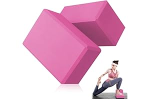 LULUWA 2 Pezzi Blocchi Yoga, Schiuma EVA Mattoni Fitness Yoga Blocks Alta Densità e Antiscivolo per Migliorare forza Equilibrio e Flessibilità Mattoncini Leggeri per Pilates